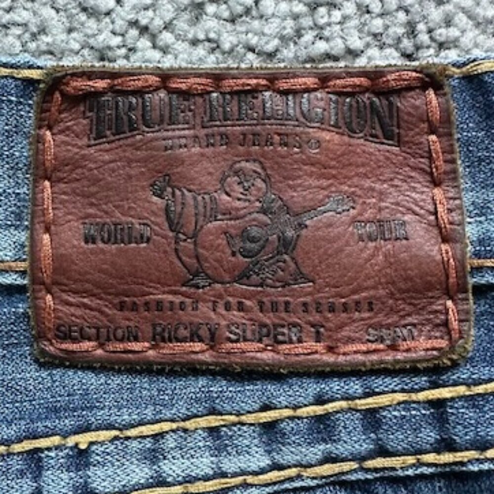 True Religion Vintage Ricky Super T Jeans - Men's 34x33 -Thick Stitch, USA - EUC - Picture 11 of 16